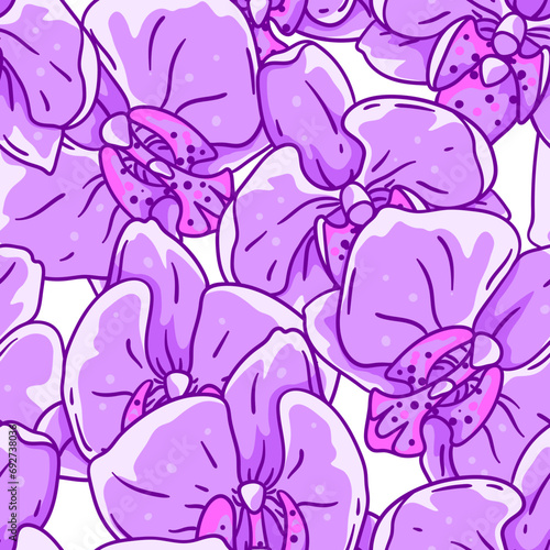 Pattern with orchid flowers. Beautiful decorative plants.