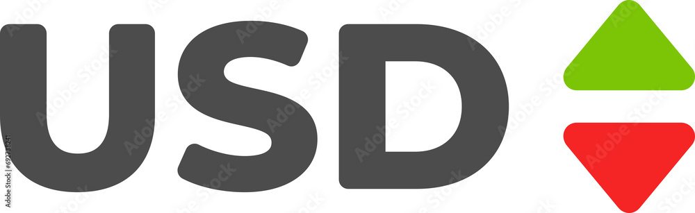 US dollar, USD with up and down arrow currency exchange rate US dollar, USD with up and down arrow currency exchange rate