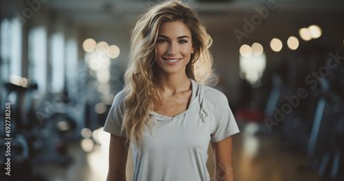 woman is standing in the gym
