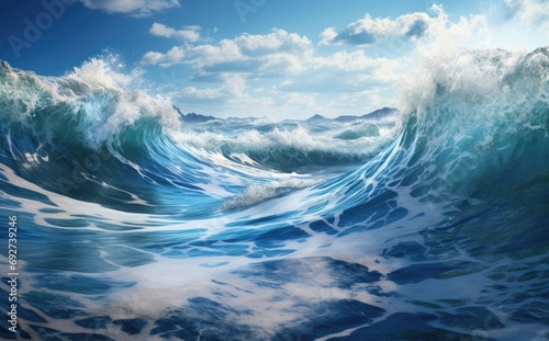a large water wave hitting the ocean © olegganko