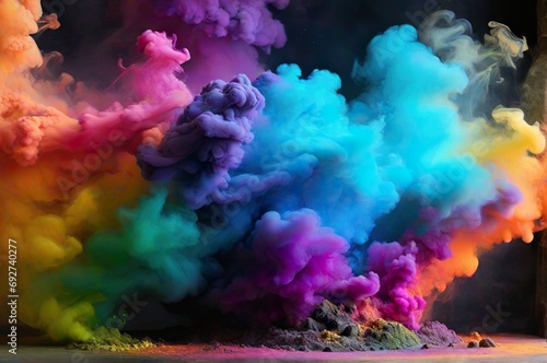 a close up of a bunch of different colored smoke, colorful mold, dramatic earth colors, dirt and smoke background