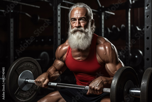 senior man lifting barbells working out in gym. Closeup deadlift barbells workout. Workout the gym