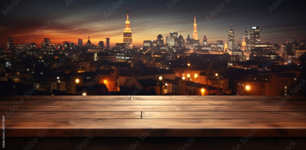 Fototapeta premium empty wooden table with tablecloth in the middle