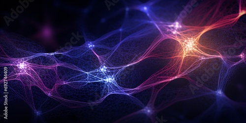 abstract fibers neural networks blue background