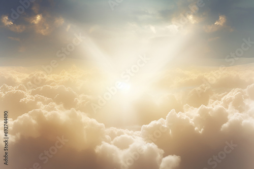 The dazzling golden holy light of heaven. AI generative