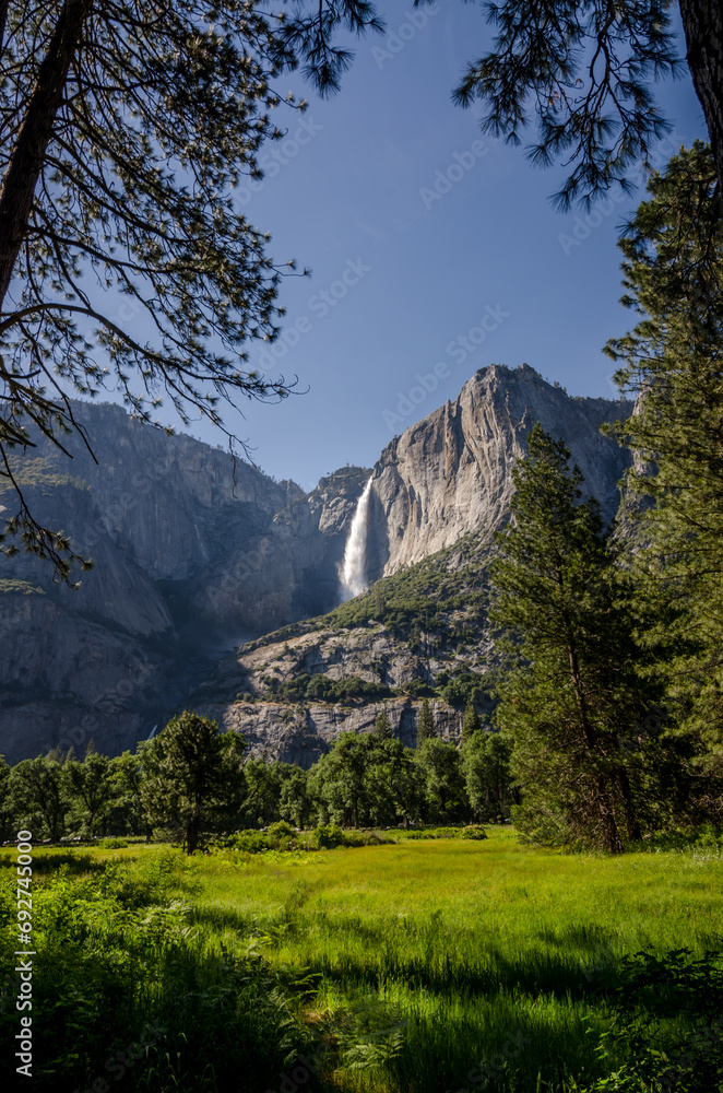 Yosemite Falls in Yosemite National Park during summer afternoon Yosemite Falls in Yosemite National Park during summer afternoon