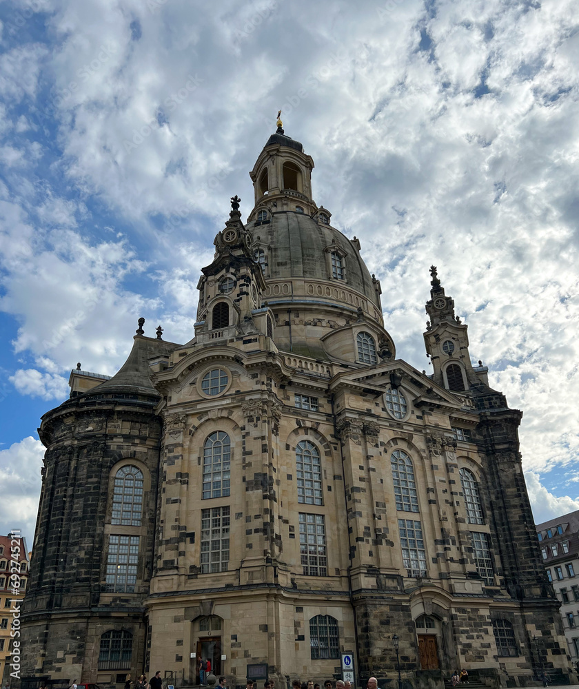 Germany, Dresden - 2022, May: Church of our Lady (Frauenkirche) at Neumarkt