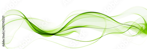 Abstract banner background with thin green smoke and copy space for text. © esvetleishaya