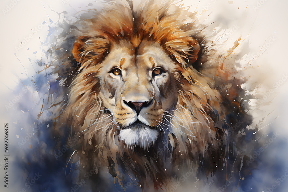 Majestic Watercolor Lion