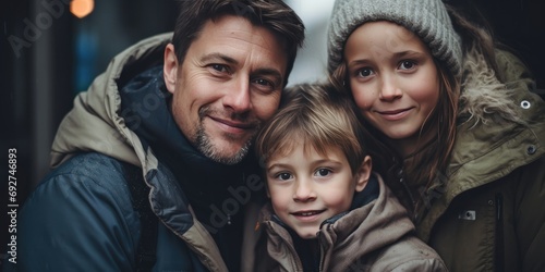 happy family in winter  generative AI