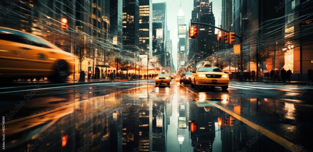 raining in new york city street