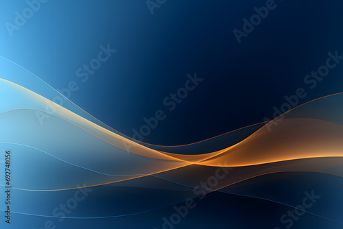 Abstract background with golden waves on dark blue gradient