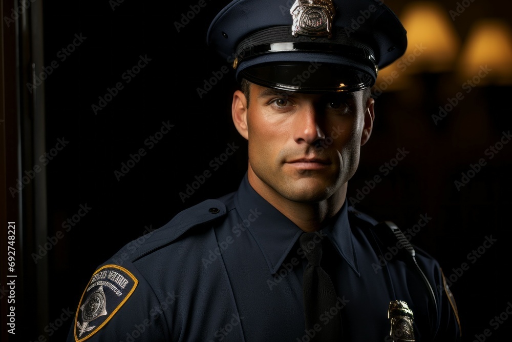 A man is a security or law enforcement officer. Concept of top in demand profession. Portrait with selective focus A man is a security or law enforcement officer. Concept of top in demand profession. Portrait with selective focus