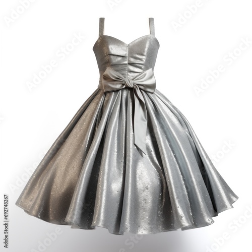 silver glitter party dress isolated on white