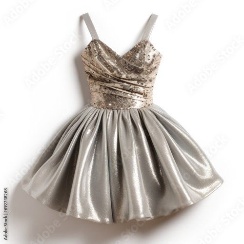silver glitter party dress isolated on white