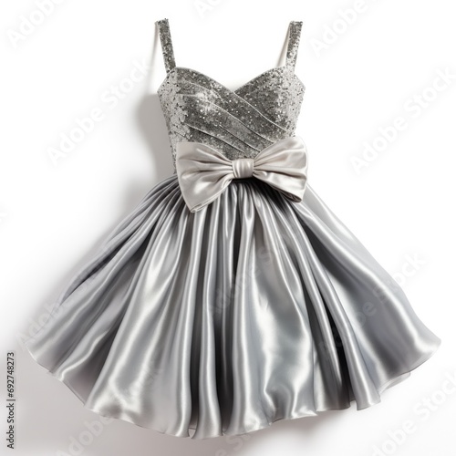 silver glitter party dress isolated on white