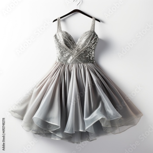 silver glitter party dress isolated on white
