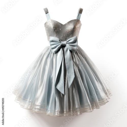silver glitter party dress isolated on white