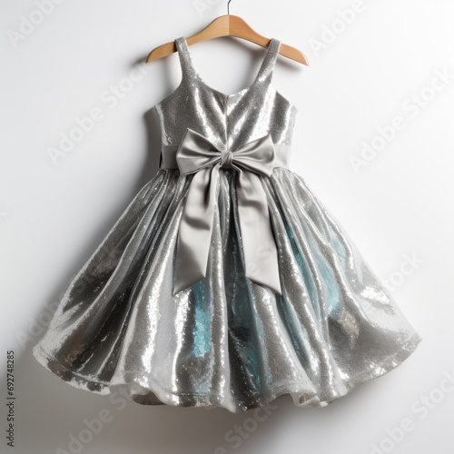 silver glitter party dress isolated on white