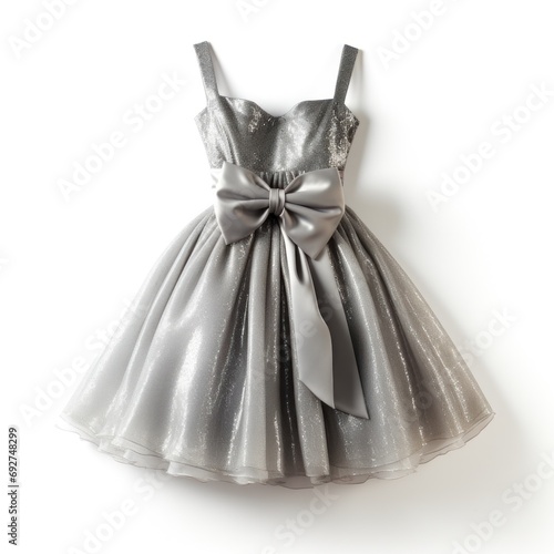 silver glitter party dress isolated on white