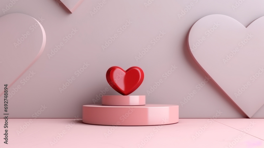 podium minimalist heart pastel color background