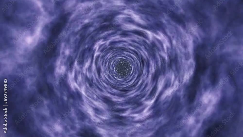 Warp tunnel wormhole moving in hyperspace, abstract blue energy vortex flying straight in loop. Warp tunnel wormhole moving in hyperspace, abstract blue energy vortex flying straight in loop.