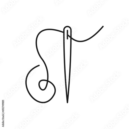 Needle and yarn. Knitting icon line style isolated on white background. Vector illustration