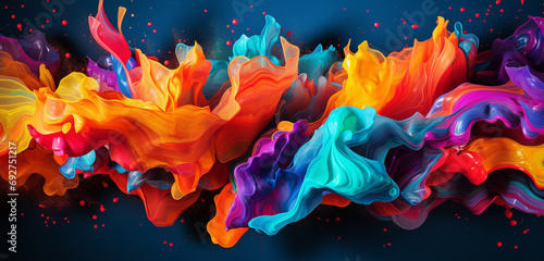 A realistic image showcasing a 3D wall texture with a vibrant, abstract splash paint design in bright colors. 8k,