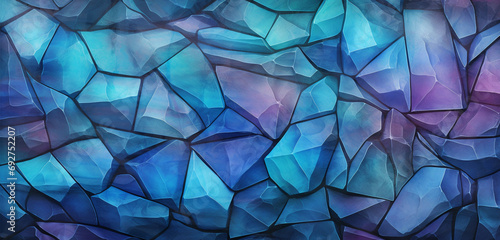 A realistic portrayal of a 3D wall texture with a crystal-like structure in jewel tones. 8k, photo