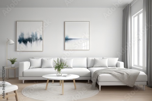 3d render, modern interior design, living room with sofa © Korney