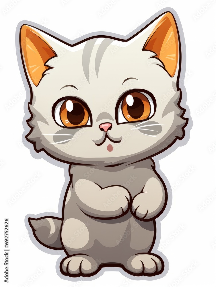 Cartoon sticker sweet kitten, AI Cartoon sticker sweet kitten, AI