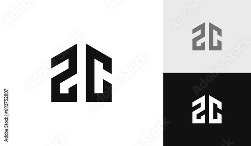 Letter 2C initial with house shape logo design
