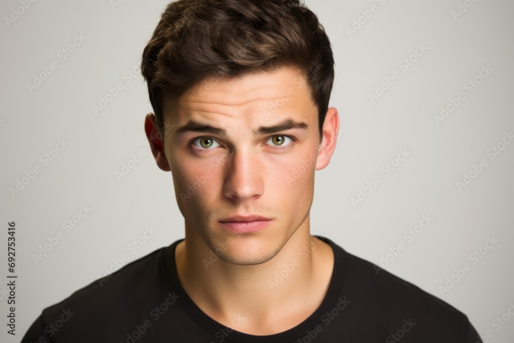 Portrait of a handsome young man in black t-shirt. Portrait of a handsome young man in black t-shirt.