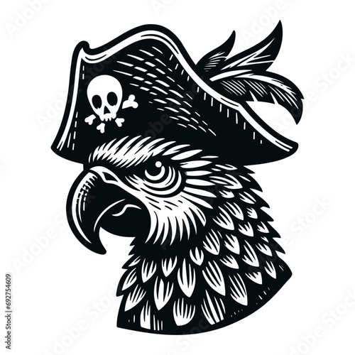 parrot wearing pirate hat vector sketch