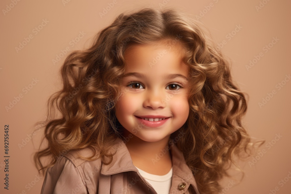 Portrait of a cute little girl with curly hair. Studio shot. Portrait of a cute little girl with curly hair. Studio shot.