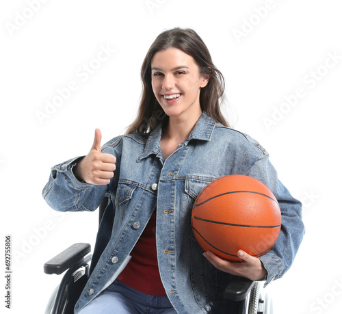 Young woman in wheelchair w...