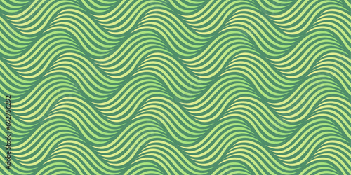 3D wave seamless pattern in green and yellow colors. perfect for wallpaper, fabric, backgrounds and ornaments