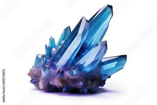accessory esoteric nugget natural gem background white isolated crystal blue render 3d three-dimensional chakra magic aura geologic icon gemstone aquamarine conglomerate quartz rock stone healing