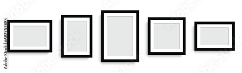 Photo frame.Wall modern painting frame.Collection Photo frames, isolated.Picture frames set with shadow on white background.Vector illustration