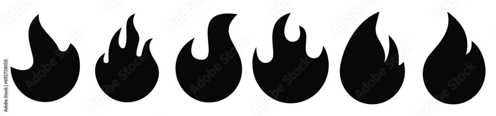 Fire icon vector set.Concept flame, fire, icon, vector illustration in flat style. Logo design fire. Vector illustration