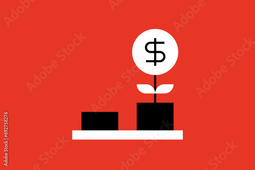 the growth life cycle of a money tree illustration. Vector illustration in flat style design.	