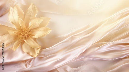 Graceful magnolia and lily banner: serene floral beauty with ample copy space, perfect for diverse creative projects and elegant designs. © Alla