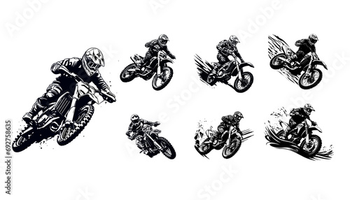 Fényképezés vector trail whipping motocross, illustration collection.