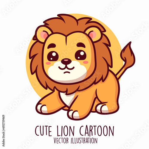Lion Cartoon Figure and Infant Lion Creature: Vector Artwork 
