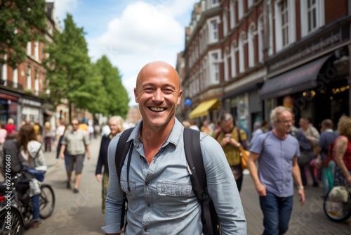 Tourist in the center of Amsterdam photo