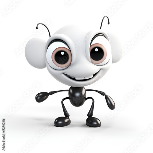 Cute 3D Ant Cartoon Character on White Background