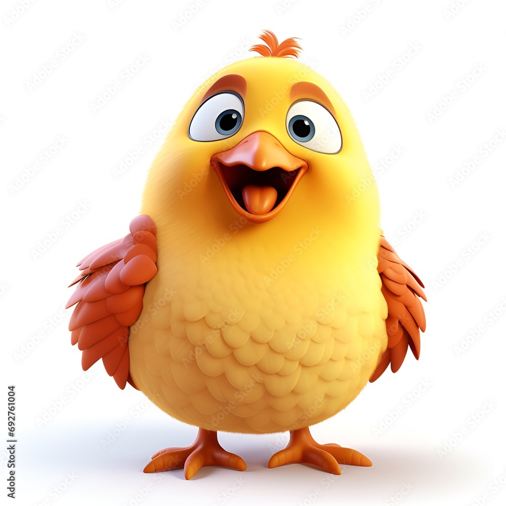 Adorable 3D Chicken Cartoon Icon on White Background Adorable 3D Chicken Cartoon Icon on White Background