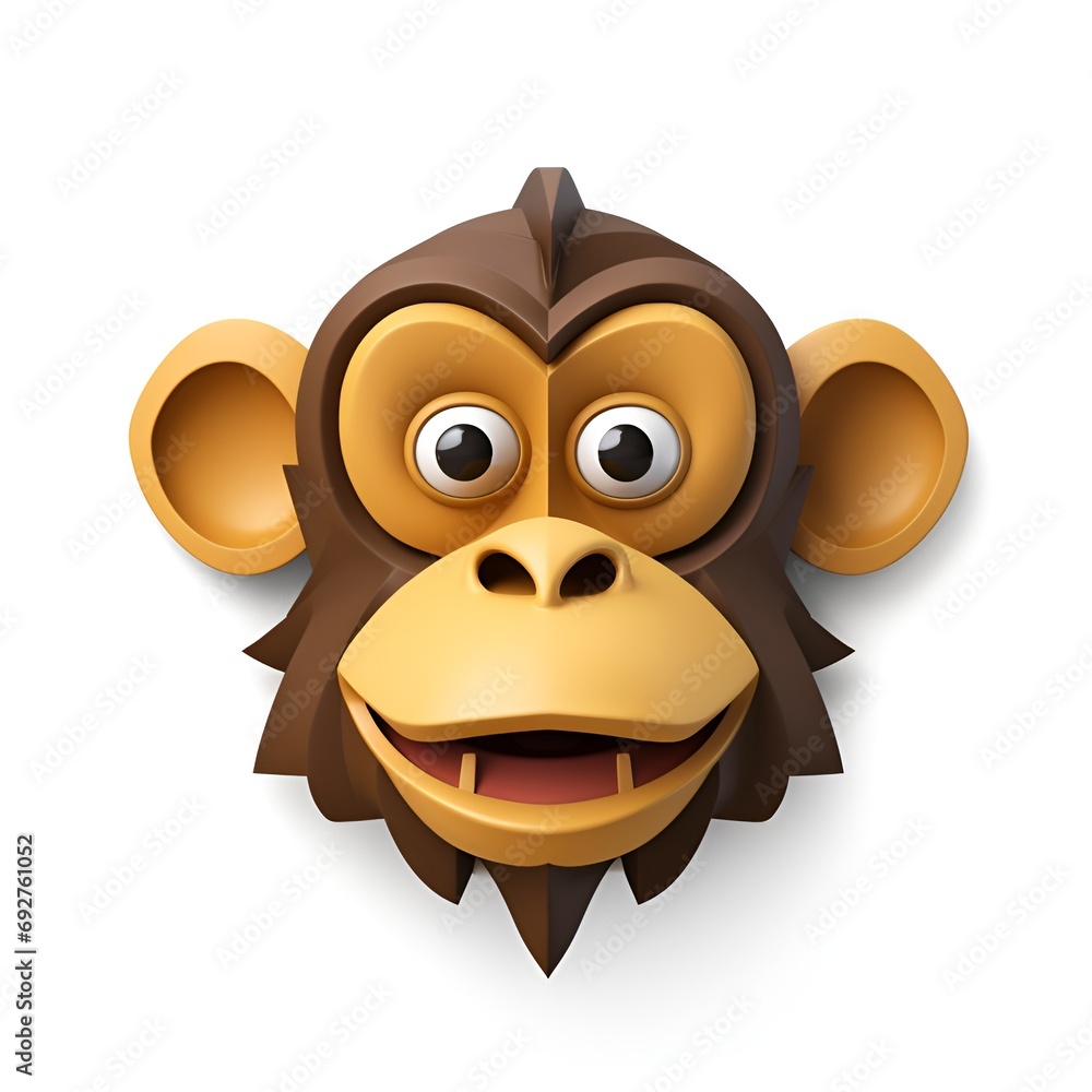 Cute 3D Baboon Cartoon Icon on White Background Cute 3D Baboon Cartoon Icon on White Background