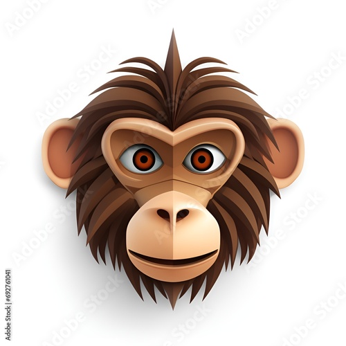 Cute 3D Baboon Cartoon Icon on White Background