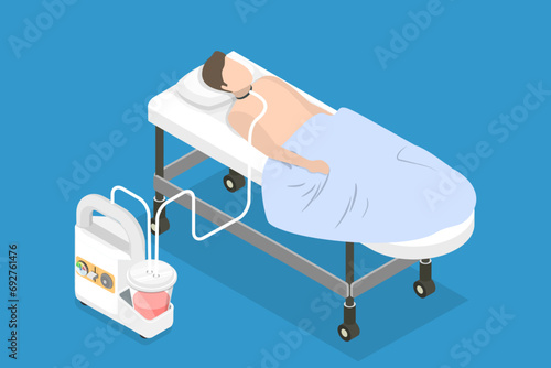 3D Isometric Flat Vector Illustration of Suction Adult Nares , Patient Treatment Procedure